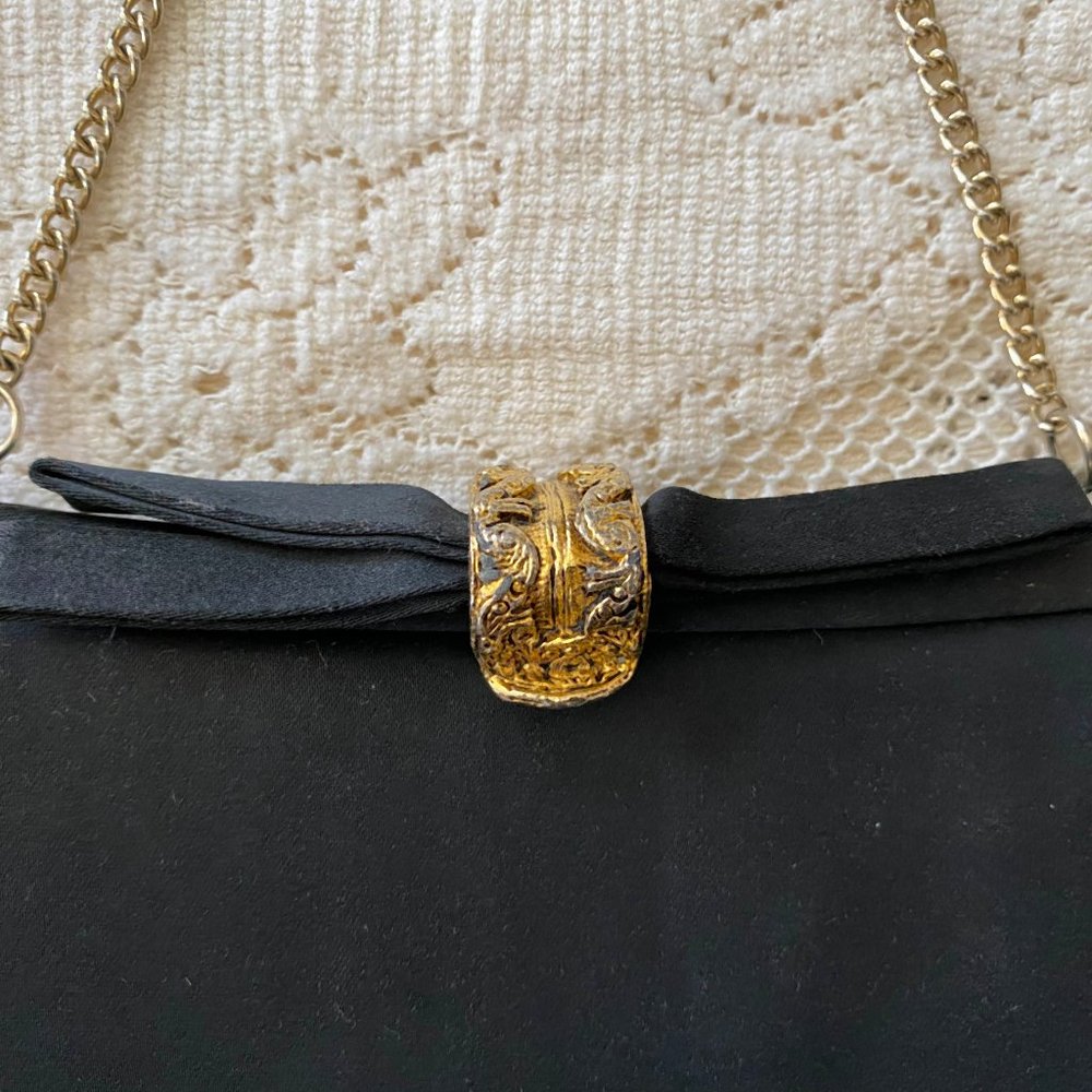 1960s Chain Handle Black Vintage Clutch